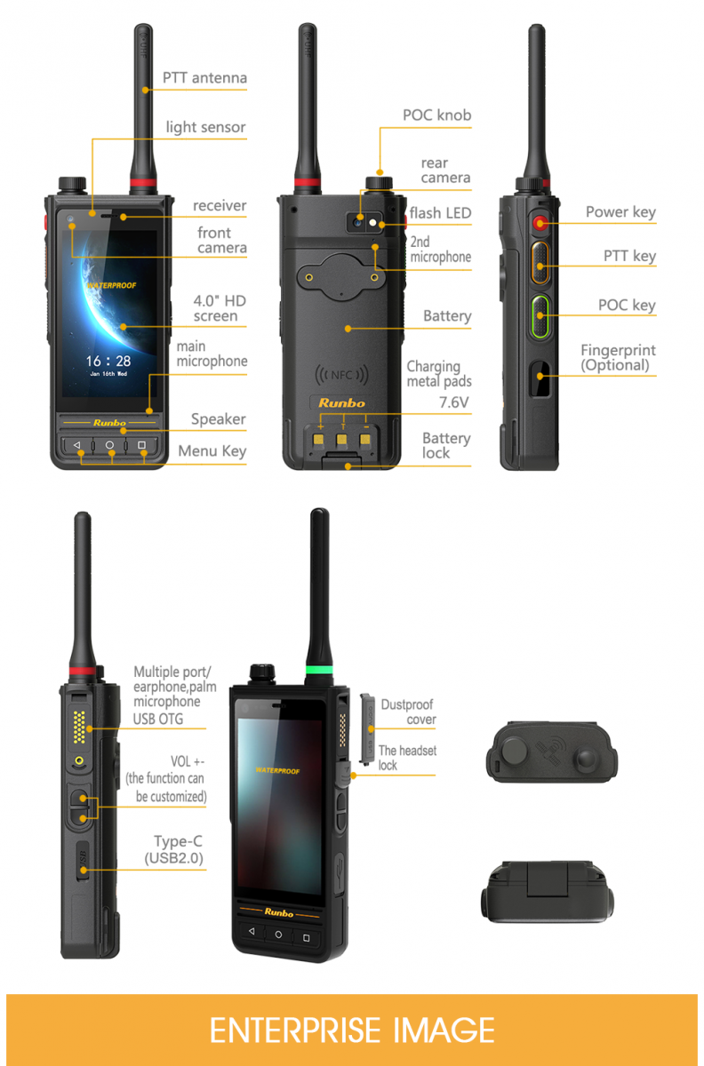 Rugged smartphone with walkie talkie